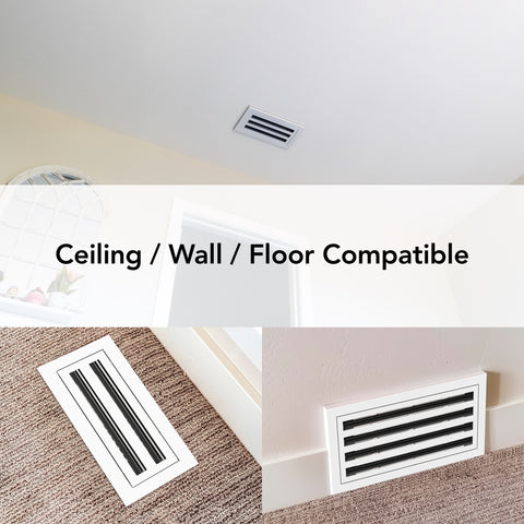 4 Inch - 2 Slot Linear Slot Diffusers - Modern AC Grilles - White