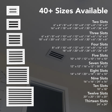 4 Inch - 2 Slot Linear Slot Diffusers - Modern AC Grilles - White