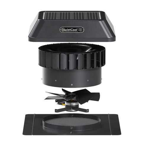 QuietCool 25 Watt Solar Roof Mount Attic Fan with AC/DC Inverter for 24/7 Runtime