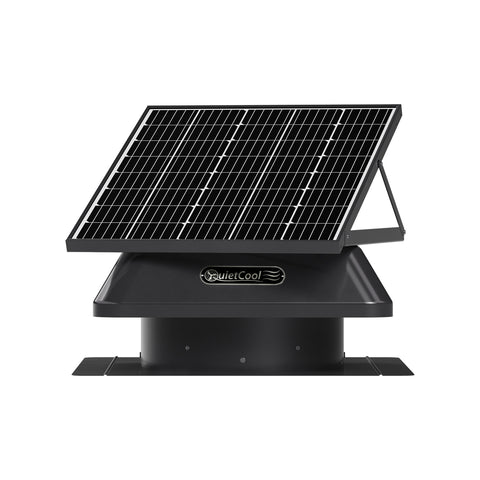 QuietCool 65 Watt Solar Roof Mount Attic Fan with AC/DC Inverter for 24/7 Runtime