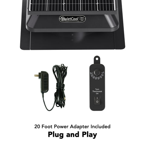 QuietCool 65 Watt Solar Roof Mount Attic Fan with AC/DC Inverter for 24/7 Runtime