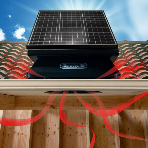 QuietCool 40 Watt Solar Roof Mount Attic Fan with AC/DC Inverter for 24/7 Runtime