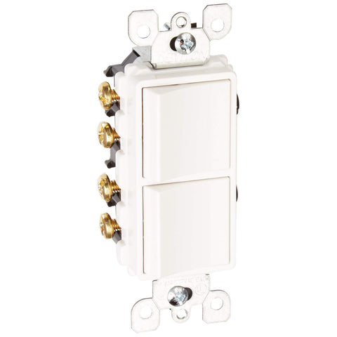 IT-30045 Leviton 5643-W - White - 15 Amp, 120/277 Volt, Decora Brand Style 3-Way / 3-Way AC Combination Switch, Commercial Grade