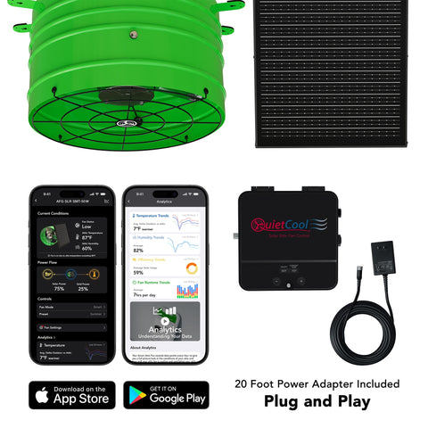 QuietCool 50 Watt Solar Smart Attic Gable Fan with Smart App Control for 24/7 Runtime