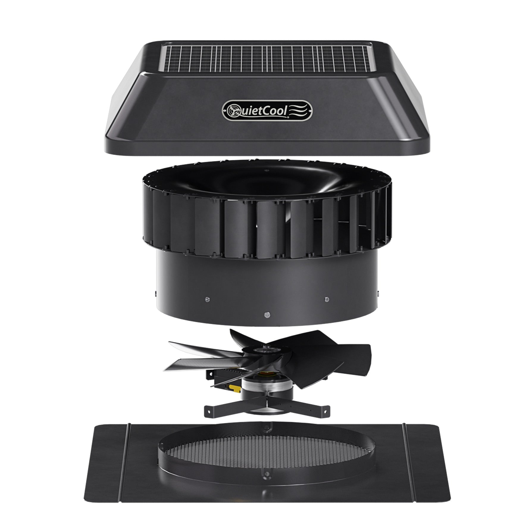 QuietCool 25 Watt Solar Roof Mount Attic Fan with AC/DC Inverter