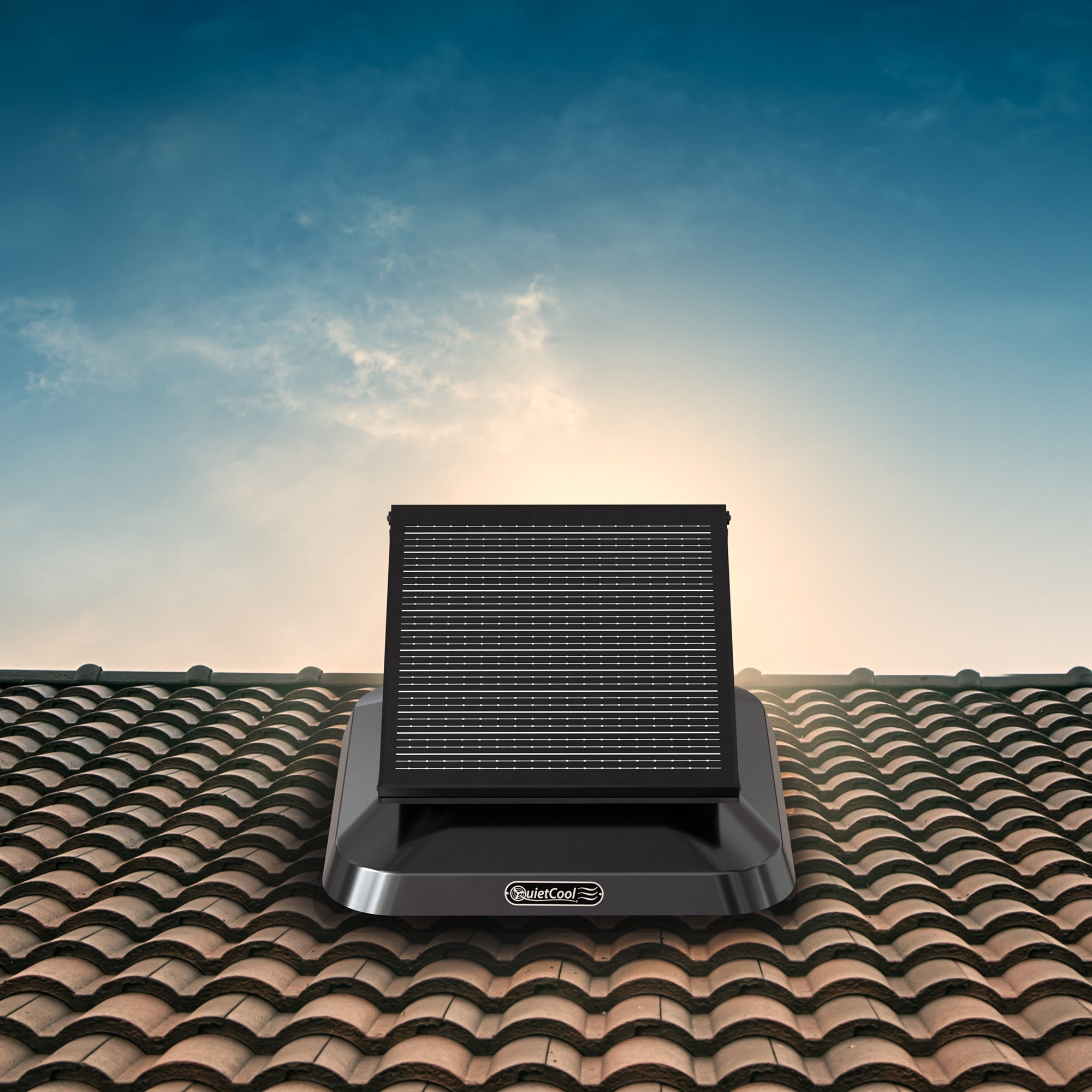 QuietCool 50 Watt Solar Smart Roof Mount Attic Fan - up to 1500