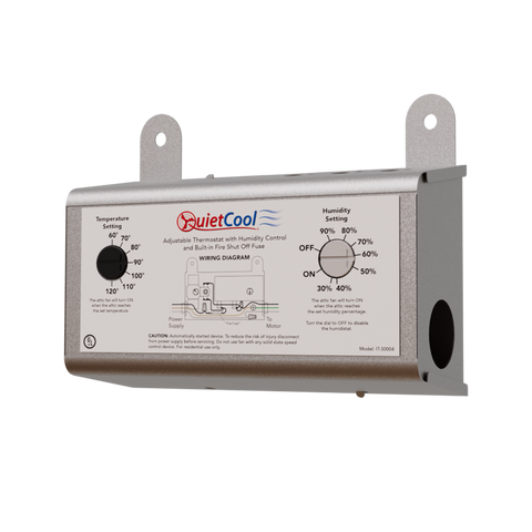 Attic Fan Adjustable Thermostat and Humidistat with Built-in Fire Safety Shut Off for Powered Attic Ventilators - Replacement Humidistat