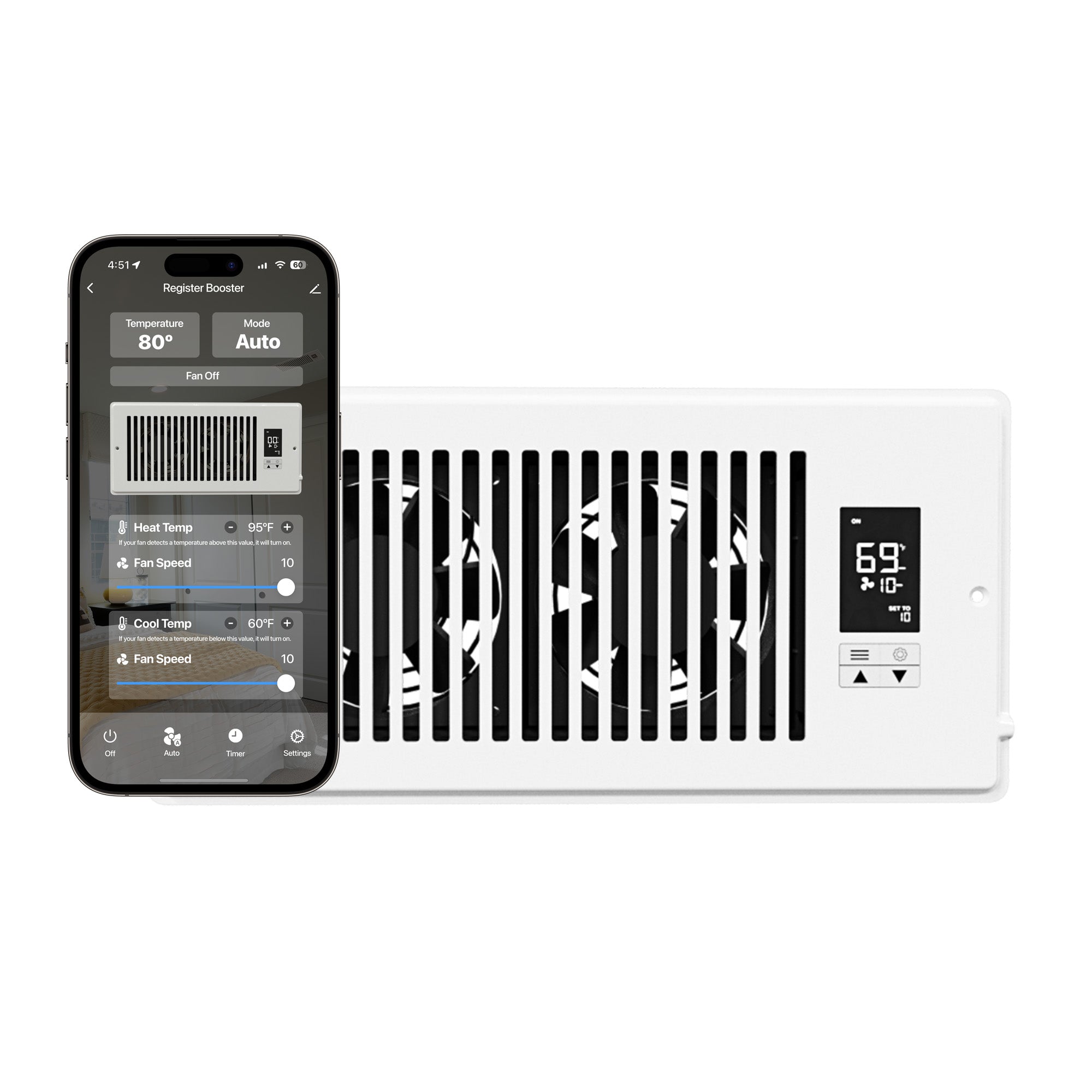 4 Inch Register Booster Fan with Smart App Control – QC Manufacturing